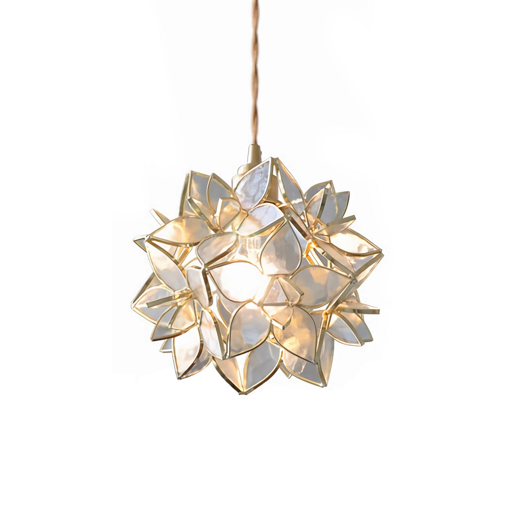 Glass Gardenia Petals Romantic Warm LED French Style Pendant Lights Fixture