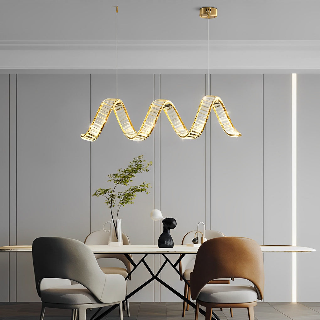Creative Crystal Waves 3 Step Dimming LED Modern Dining Room Chandeliers - Dazuma