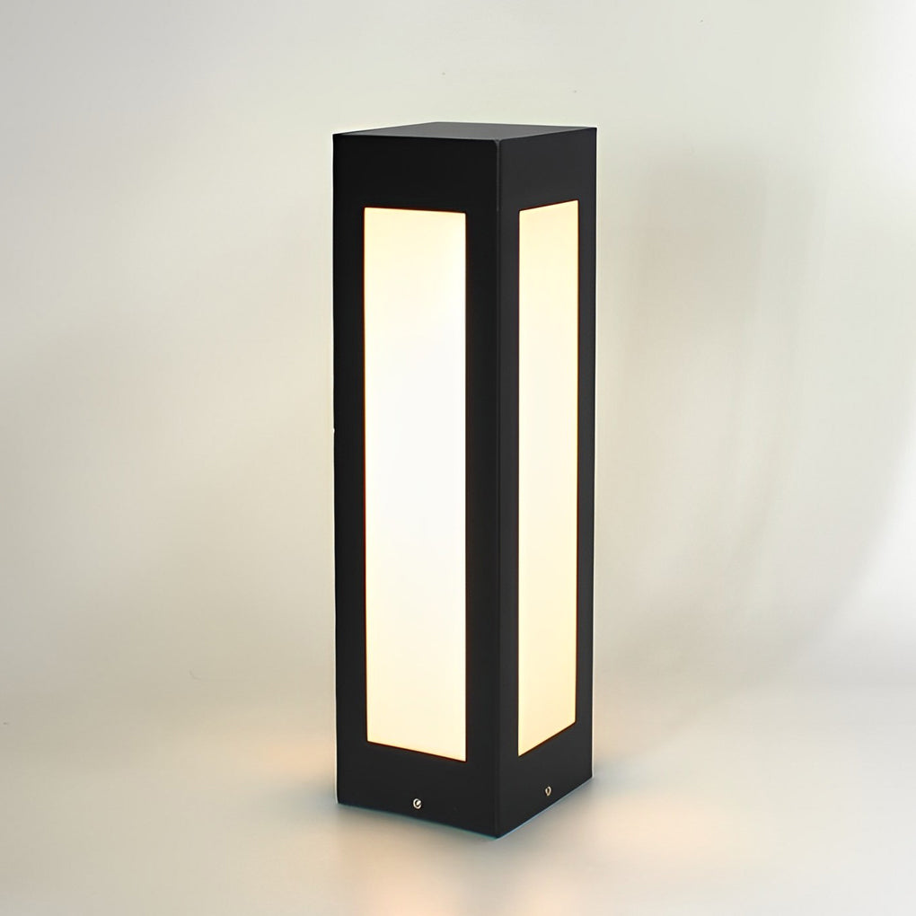 Modern Black Solar Bollard Lights Automatic, Waterproof LED Outdoor Lighting