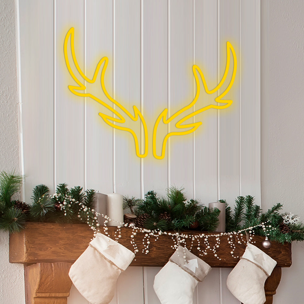 Neon Antlers Party Decoration Personalized LED Sign with Dimmer