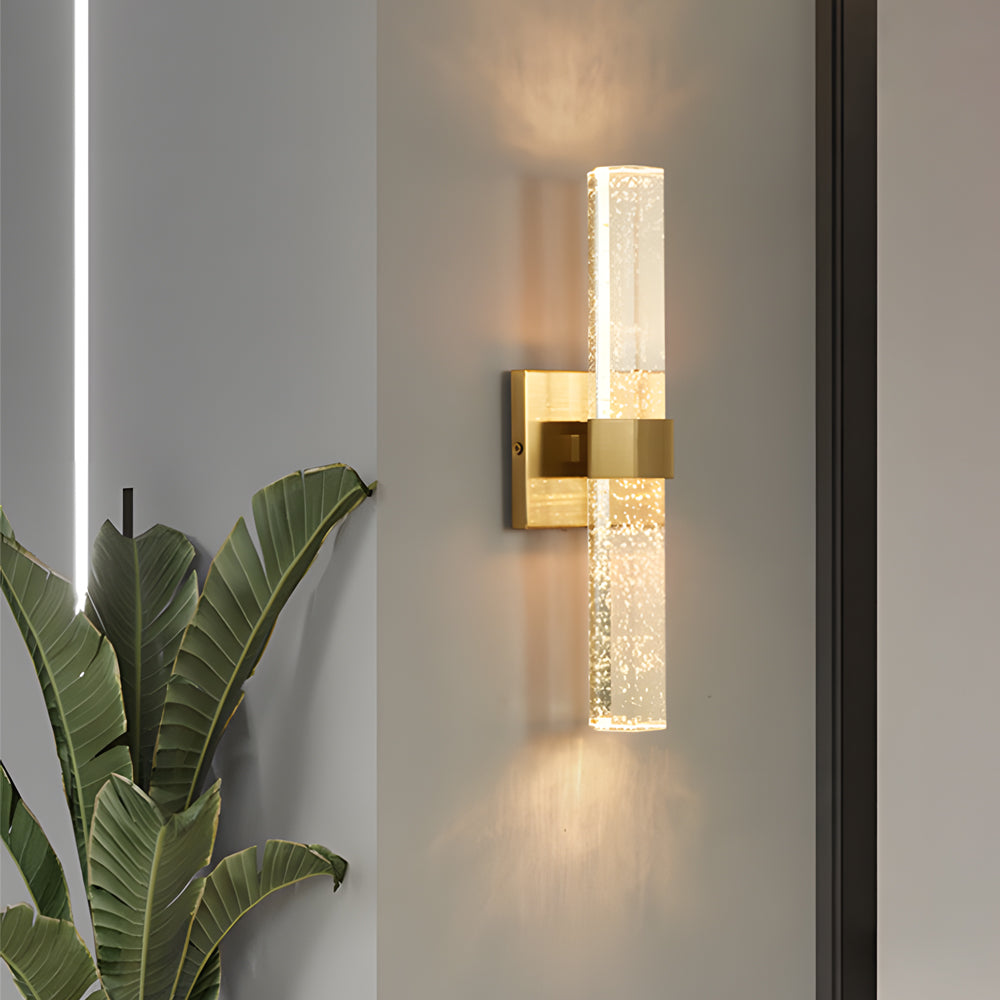 Long Strip Bubbles Crystal Shade LED up down Lighting Modern Wall Lamp