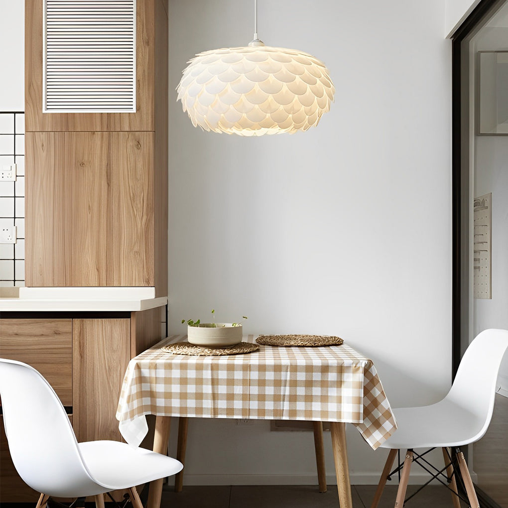 Round Fish Scales Three Step Dimming LED White Modern Pendant Lights