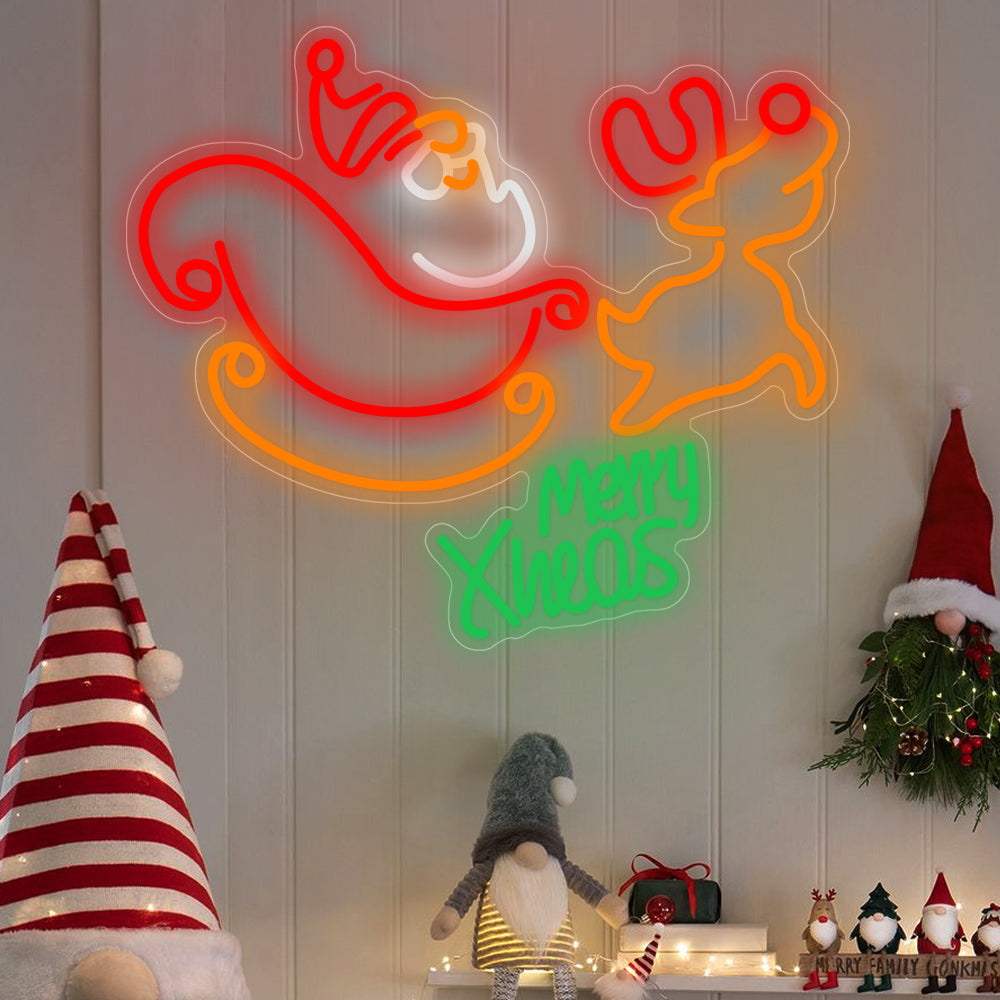 Neon Santa Claus Elk Reindeer Luminous Christmas LED Neon Signs Lights