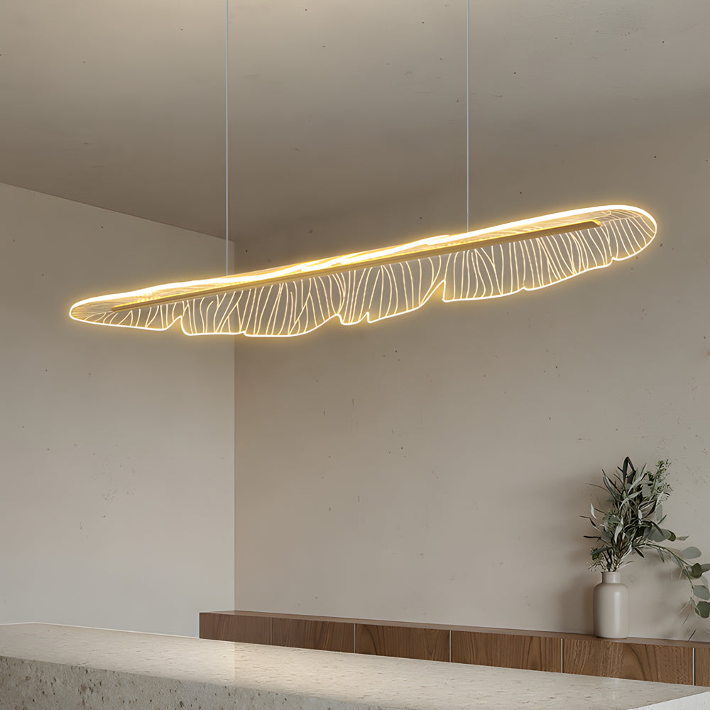 Acrylic Long Feathers Leaf LED Three Step Dimming Modern Chandelier