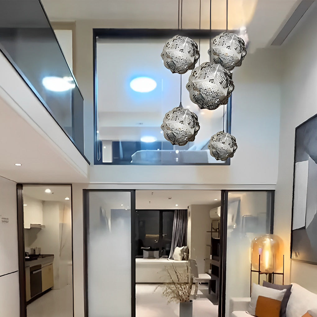 Irregular Ball 3D Stainless Steel Postmodern Chandelier Pendant Lights - Dazuma