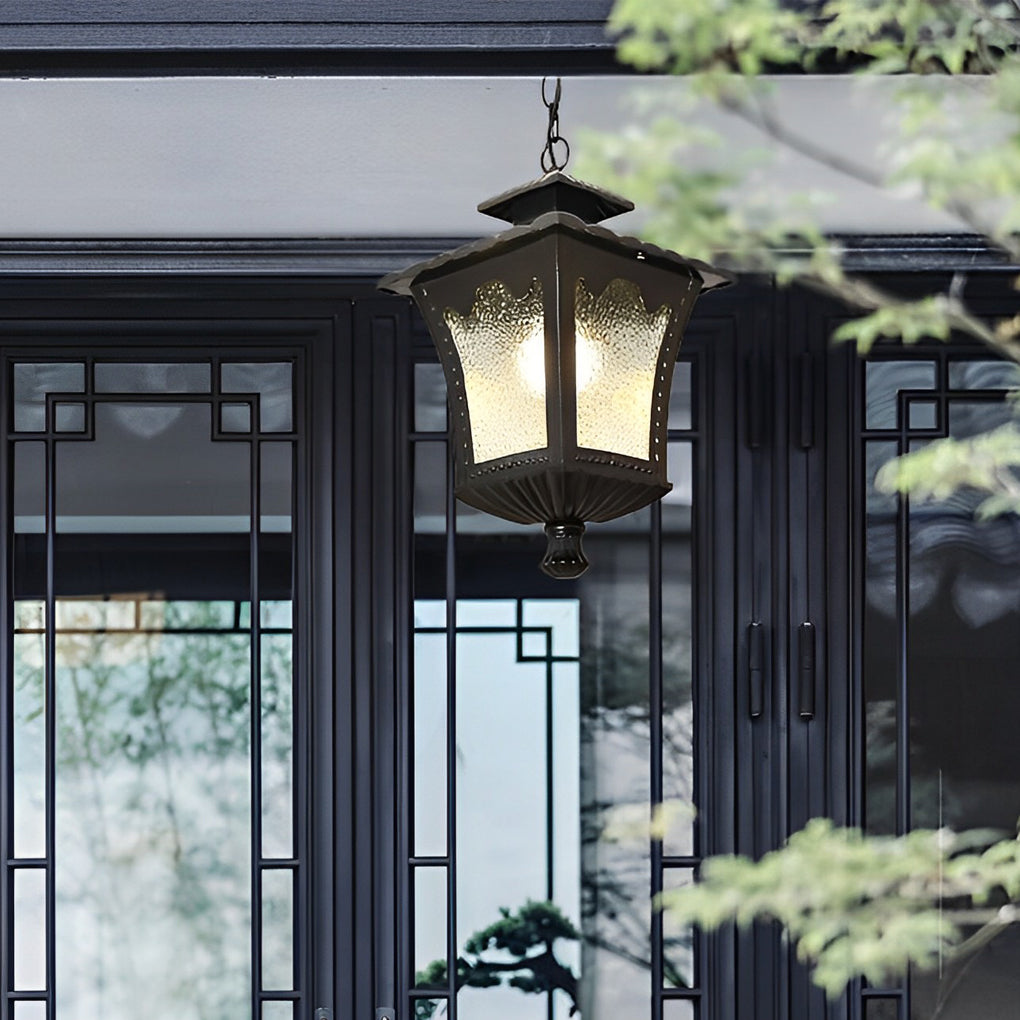 Retro Water Drops Glass Waterproof European Style Outdoor Chandelier - Dazuma