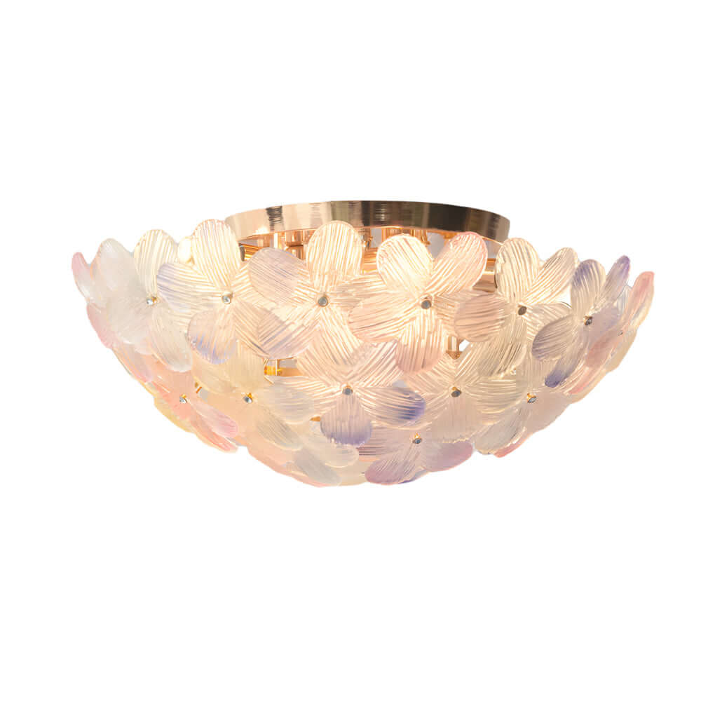 Glass Semi Flush Mount Ceiling Light French Petal Light