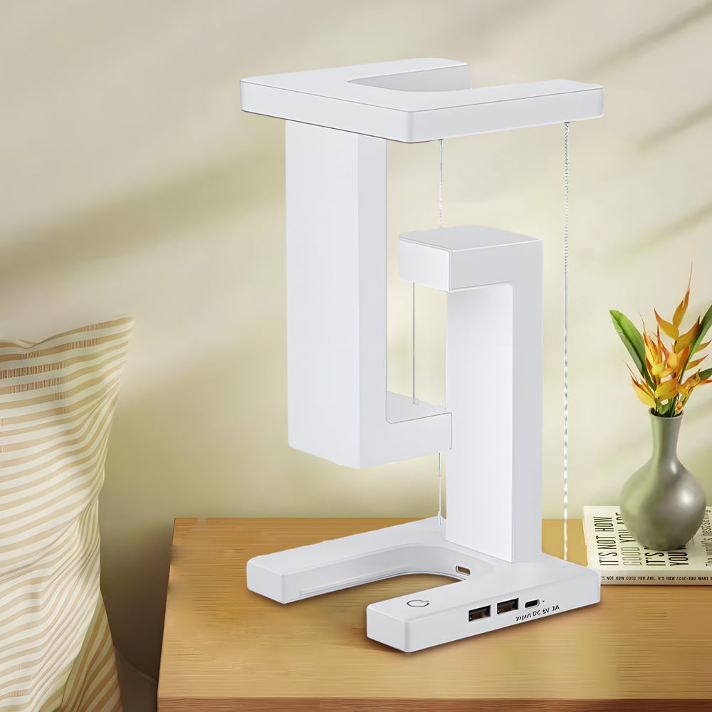 Plastic Floating Anti Gravity Table Lamp Wireless Charging LED Desk Lamp