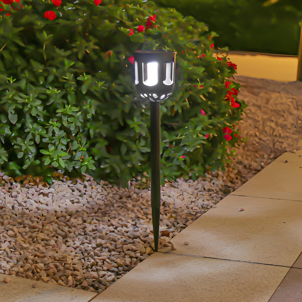 4-Pack Modern Black Solar LED Outdoor Path Light Set