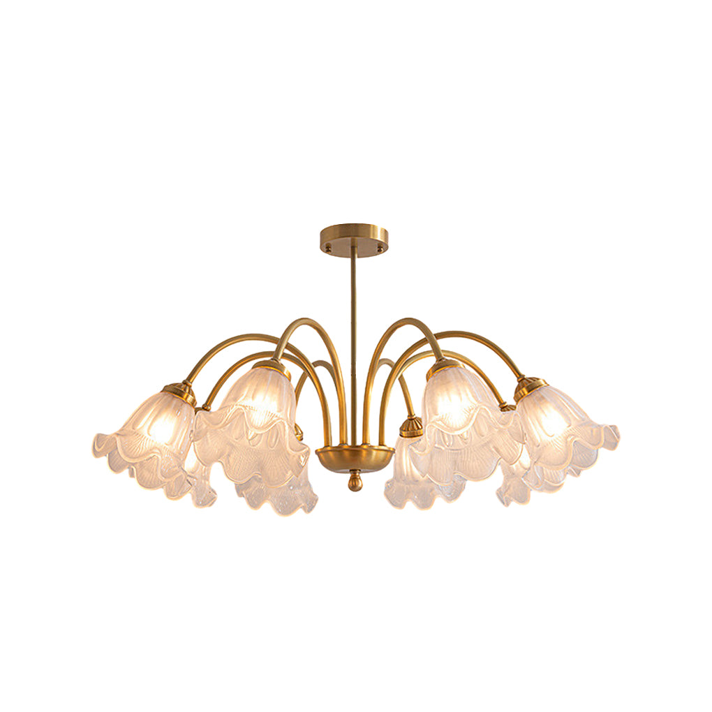 Flowers Glass Shade 3 Step Dimming Ins French Style Chandelier Light
