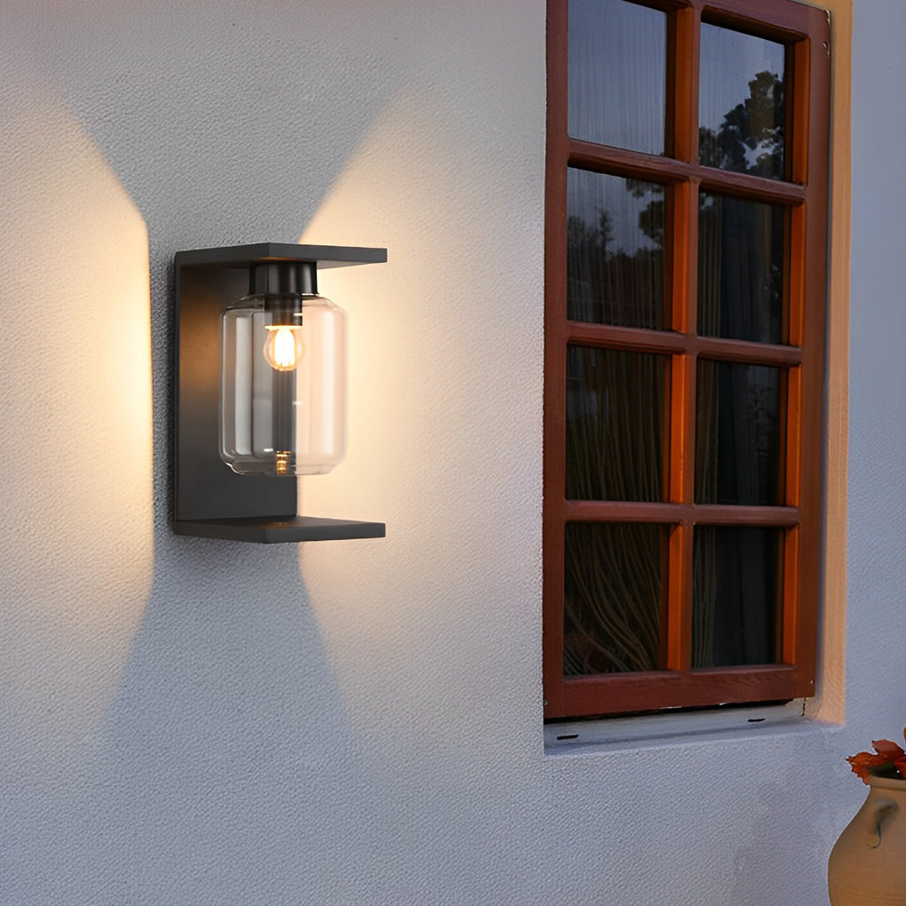Outdoor Waterproof LED Glass Black Modern Solar Wall Lights with Remote - Dazuma