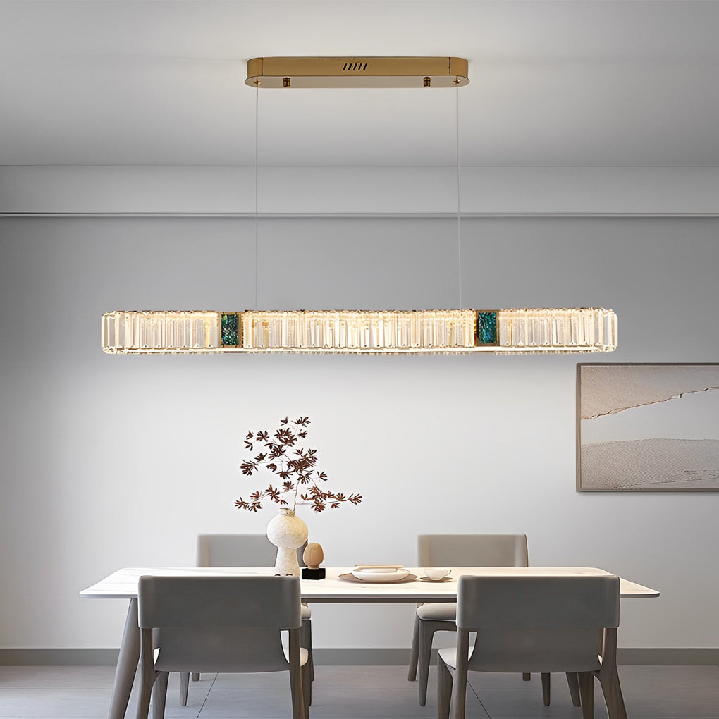 Gold Oval Stepless Dimming Crystal Chandeliers Ceiling Lights