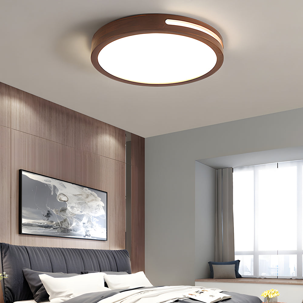 Round Wood 3 Step Dimming Dimmable with Remote Retro Ceiling Lights Fixture
