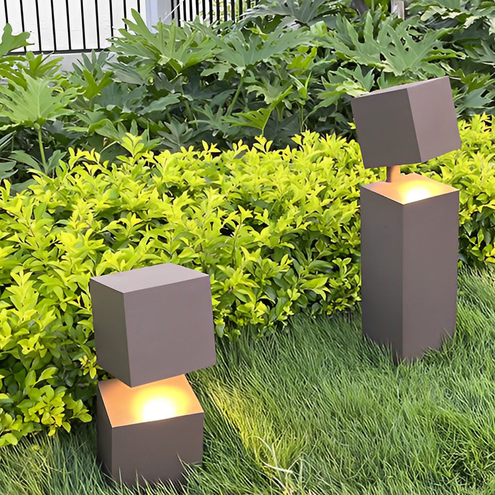 Creative Square Geometric Art Waterproof LED Modern Outdoor Lawn Light