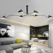Adjustable Swing Long Light Arm Duckbill Shade Black Modern Chandelier - Dazuma