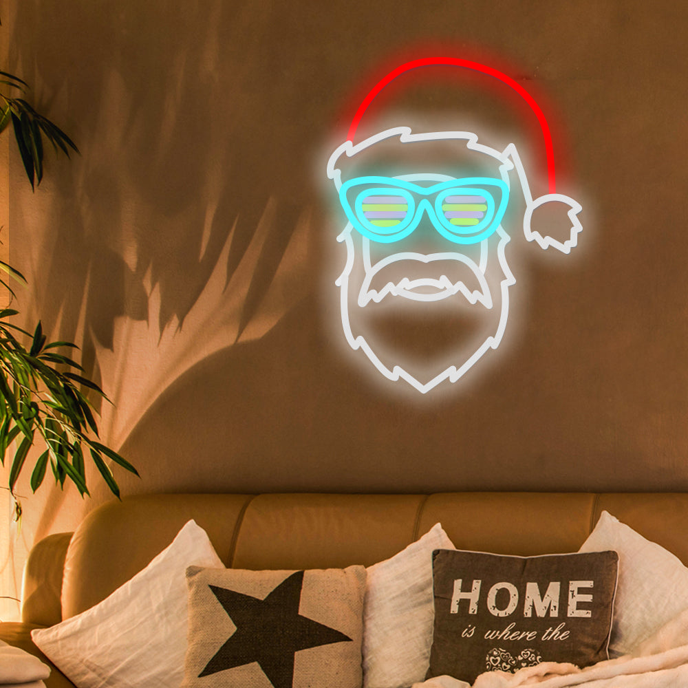 Santa Claus with Glasses Luminous Decoration Dimmer LED Neon Signs