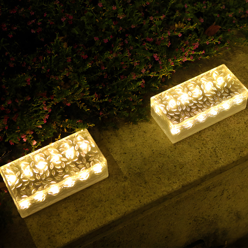 2Pcs Solar Brick Lights for Modern Outdoor Ambiance - Rectangular - Dazuma