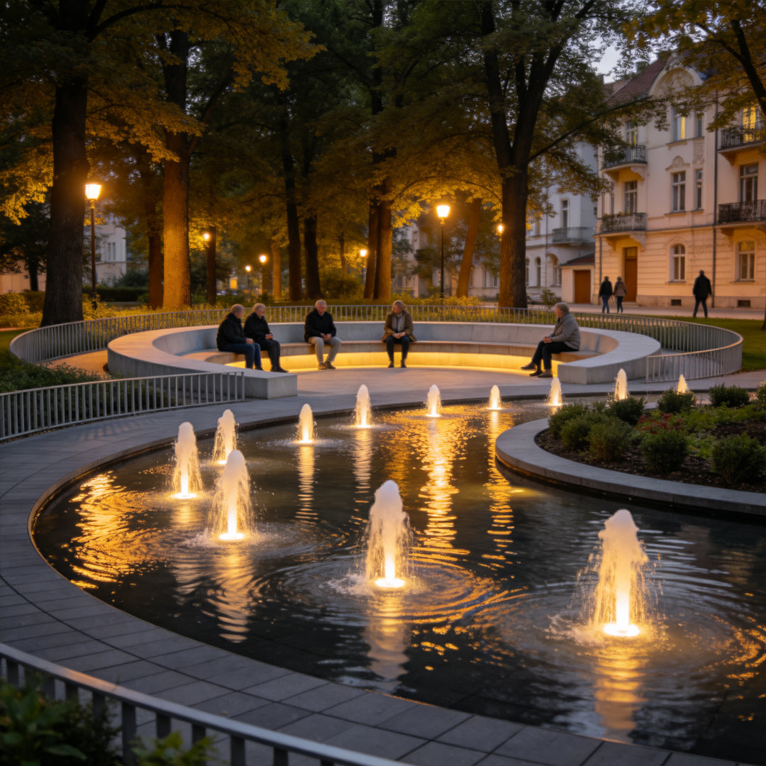 Underwater fountain lights for warm 3000K water feature lighting