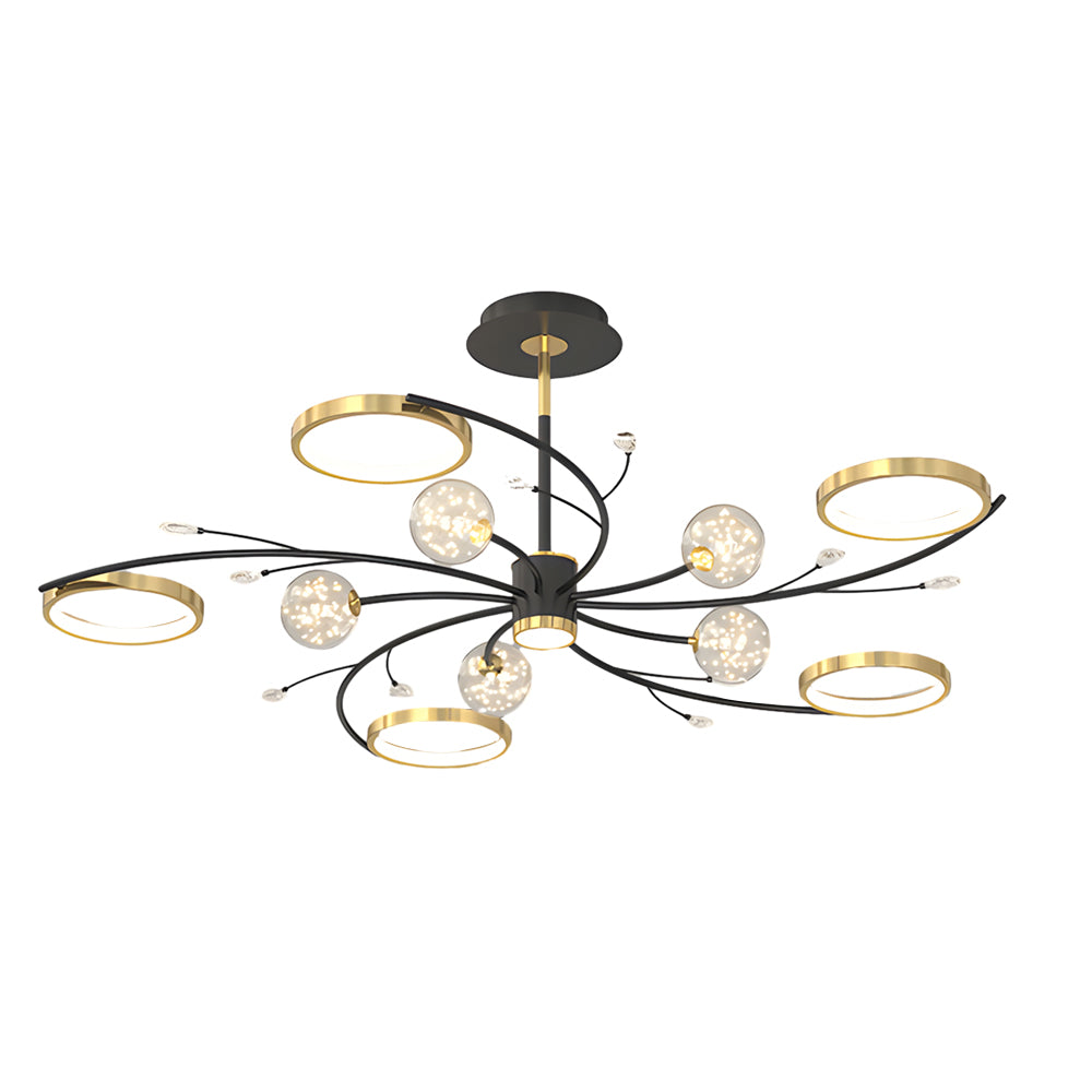 Stars Rings Flowers Branches Crystal 3 Step Dimming Modern Ceiling Lights