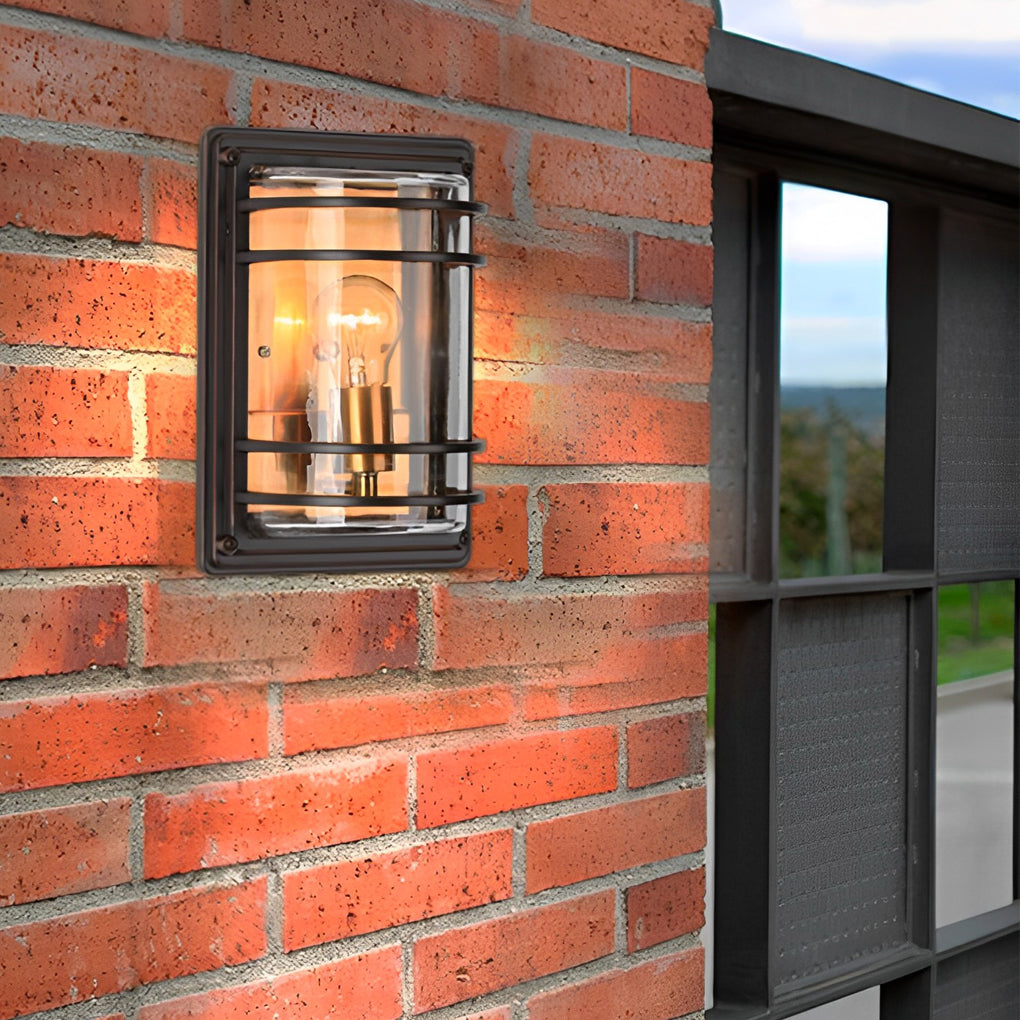 Vintage Aluminum Brown Glass Waterproof Modern Outdoor Wall Light