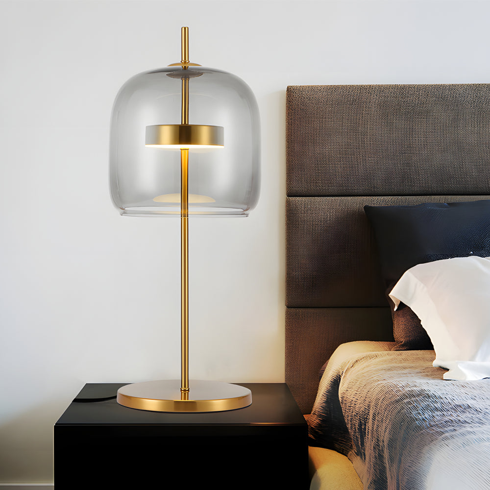 Simple Glass Lampshade Plated Metal Modern Decorative Nightstand Lamps - Dazuma