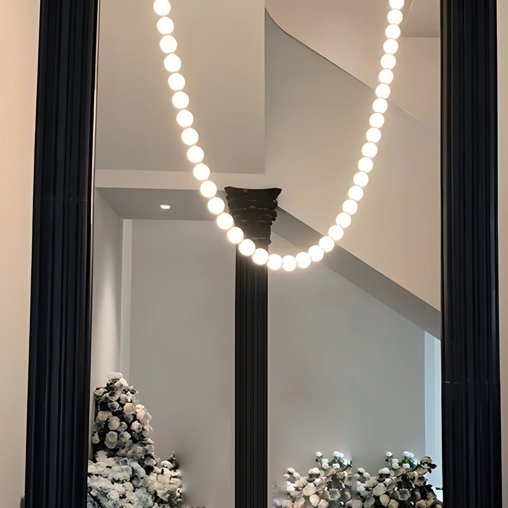 Acrylic Balls Pearl Necklace Luxury Art Italian Style Chandelier Lamp