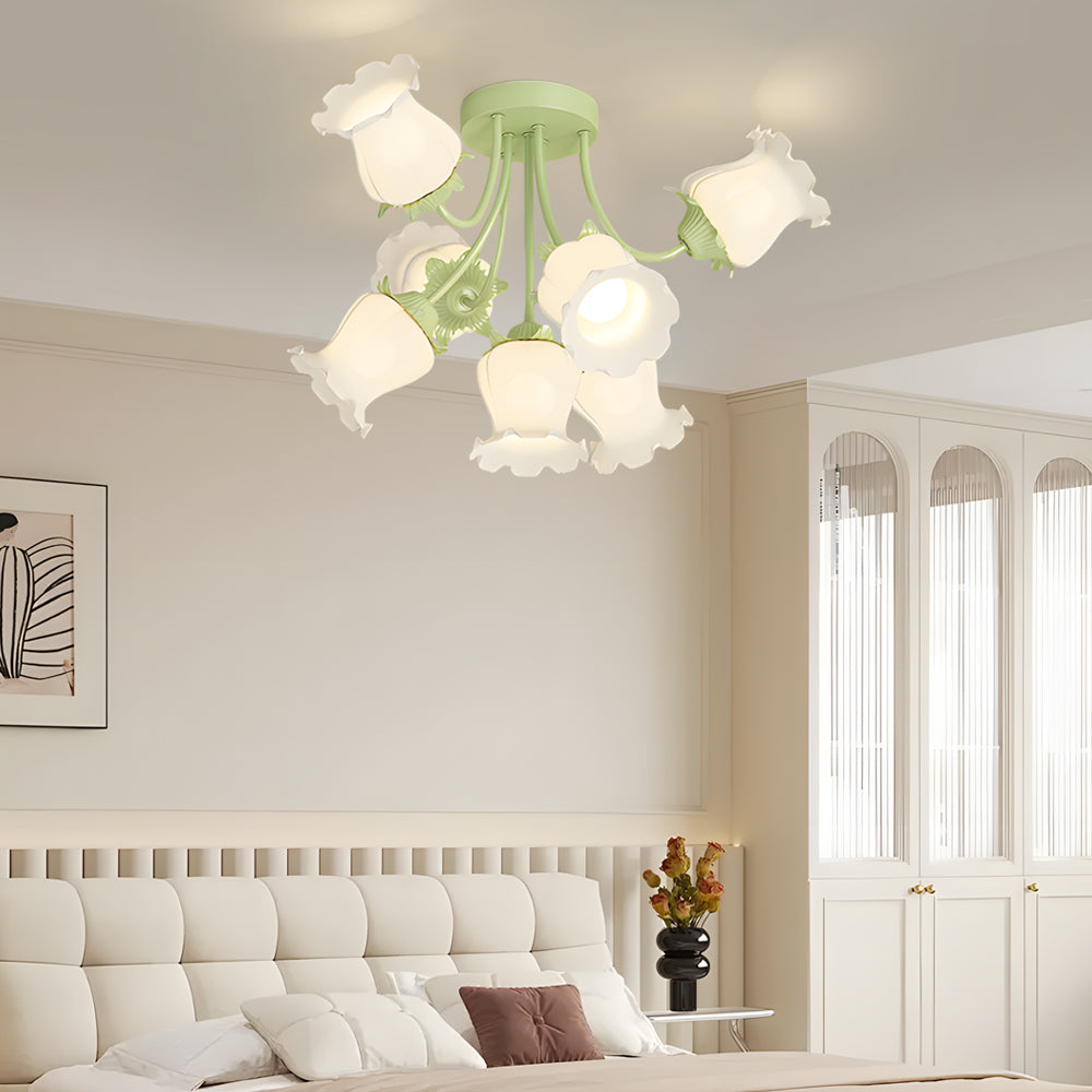 7 Heads White Flowers 3 Step Dimming Creative Modern Ceiling Light Fixture - Dazuma