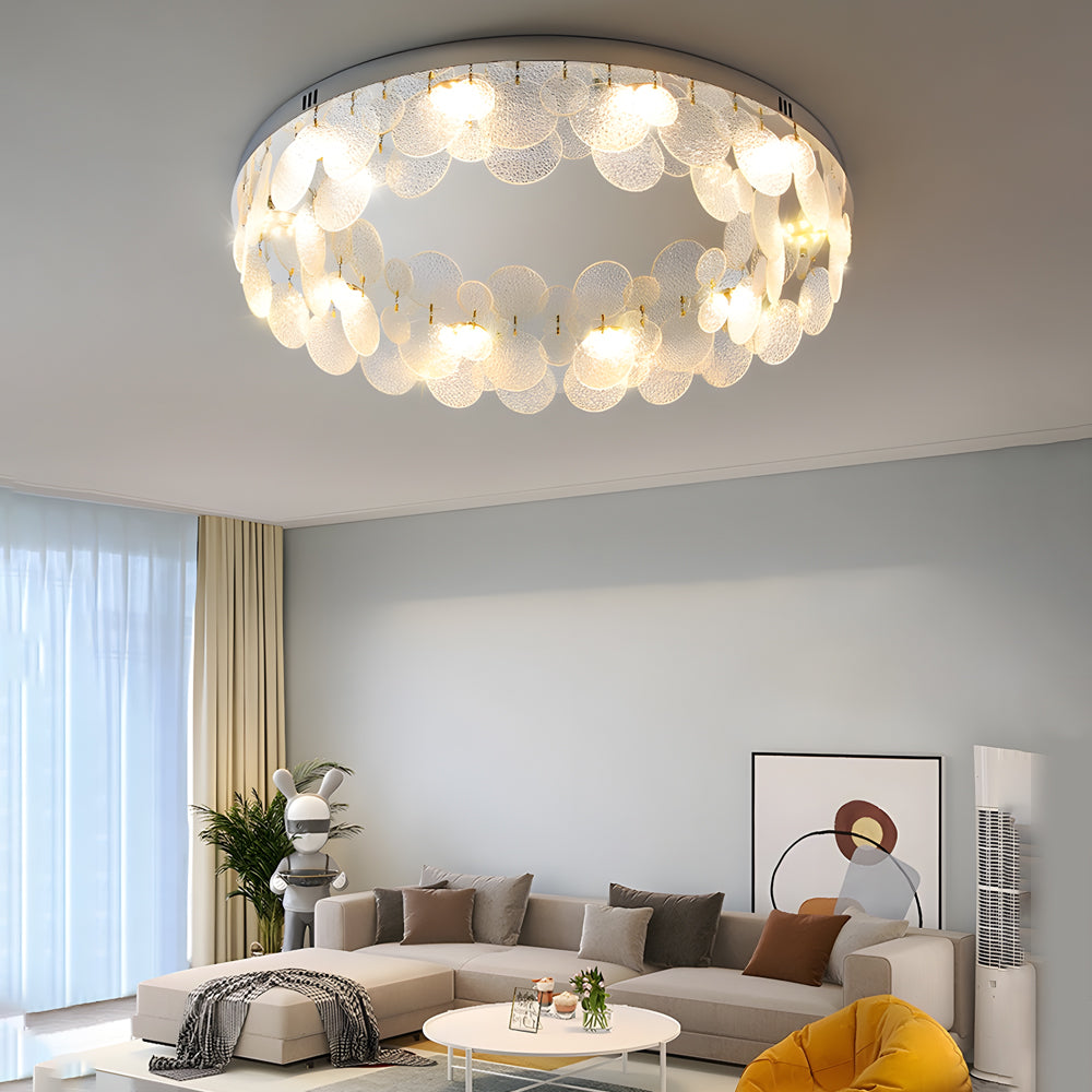 Round Small Glass Seashells 3 Step Dimming Simple Post-Modern Ceiling Lamp - Dazuma