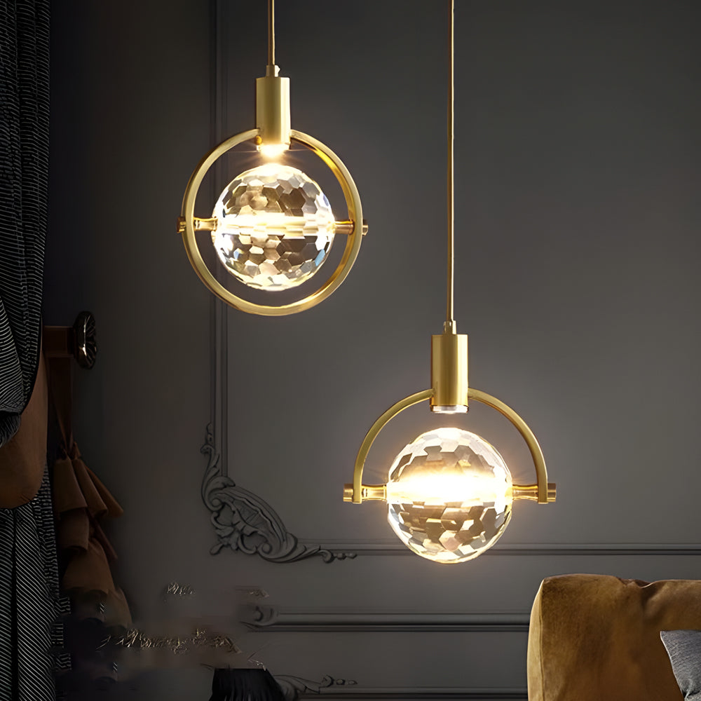 Round Semicircle Crystal Ball Ins LED Creative Modern Hanging Lights Fixture - Dazuma