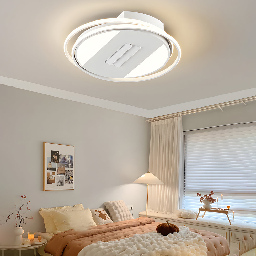 Square Round Stepless Dimming LED Mute White Modern Bladeless Ceiling Fans