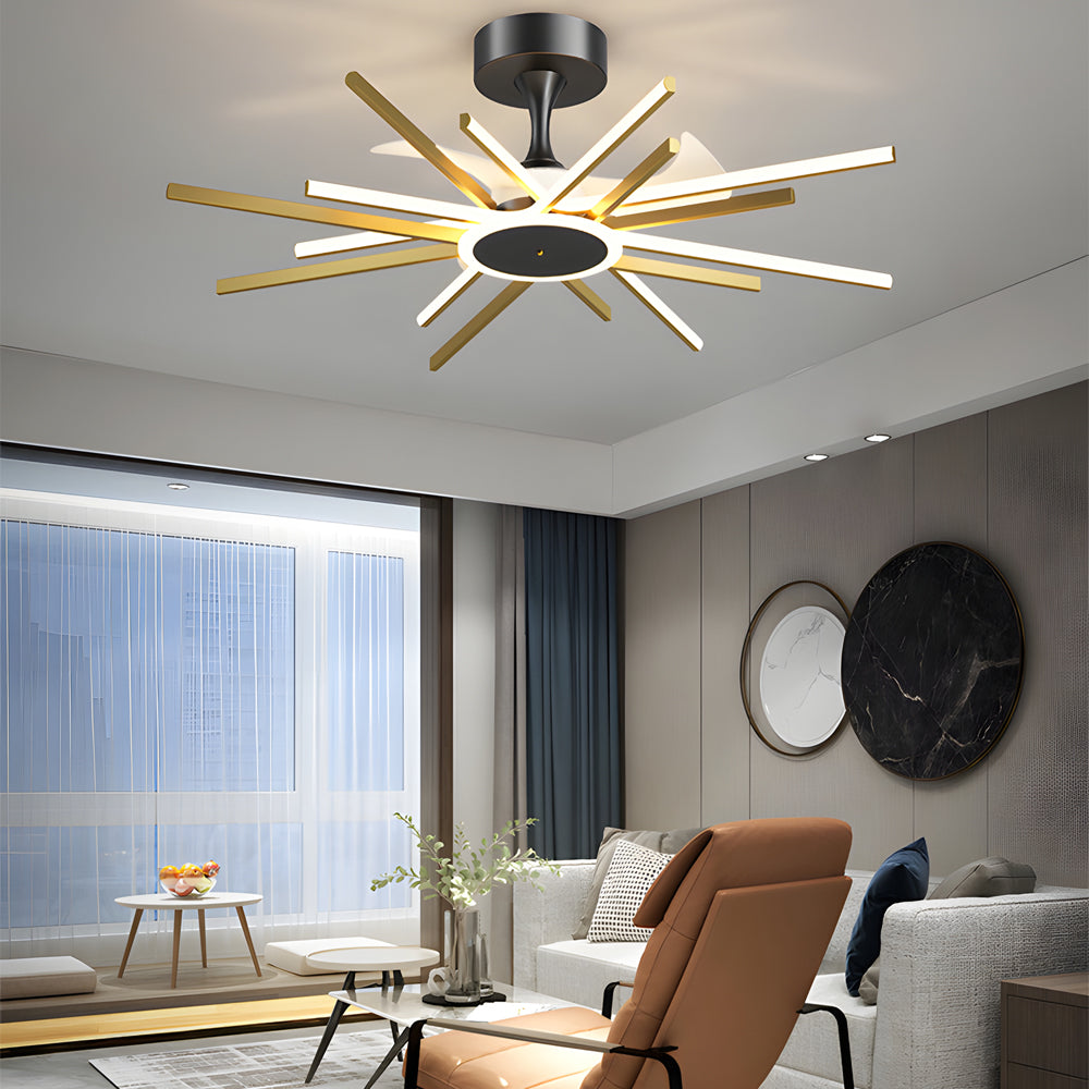 33''/39'' Spiral Sticks Silent Ceiling Fans with LED Lights in 3-Step Dimming - Dazuma
