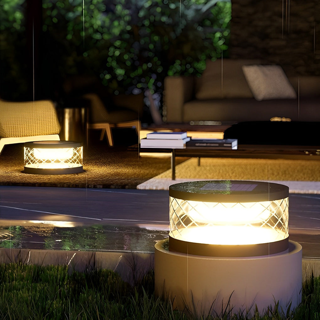 Round Creative Acrylic Waterproof Black Modern Solar Post Caps Lights -Dazuma