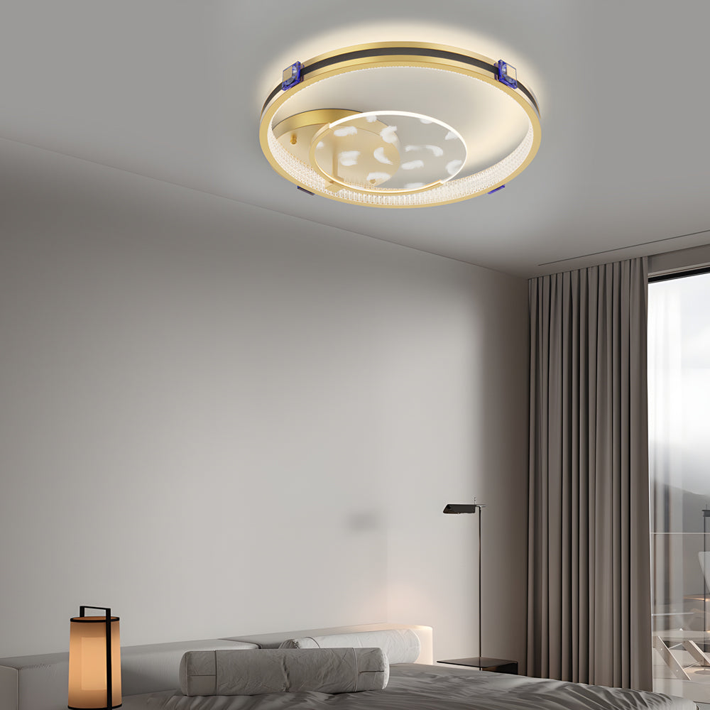 Round Acrylic Feathers Three Step Dimming LED Modern Ceiling Light Fixture - Dazuma