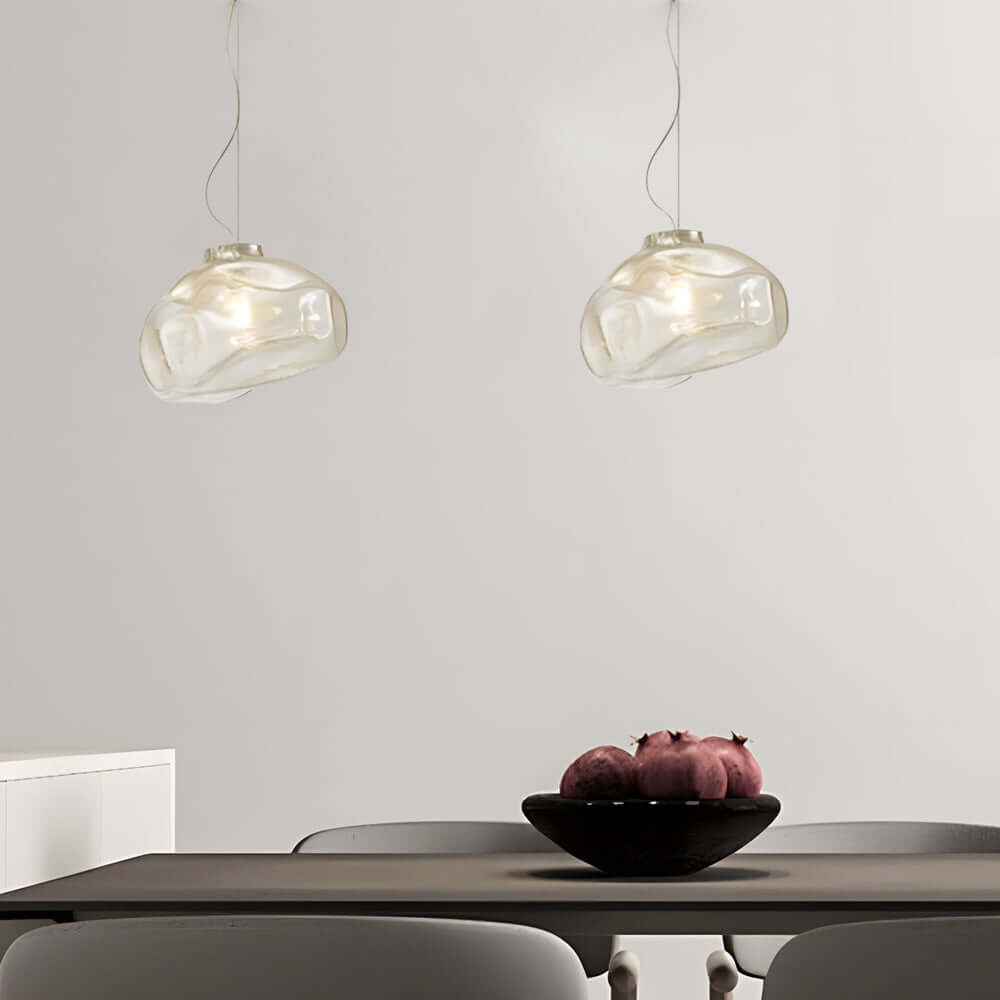 Transparent Glass Pendant light Nordic Hand Blown Textured