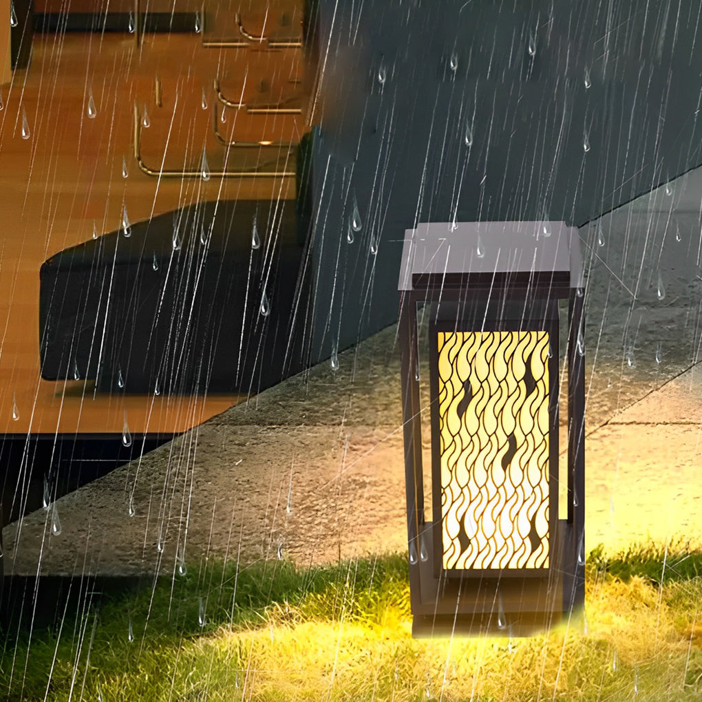 Square Retro Waterproof LED Black Vintage Outdoor Pathway Lights Lawn Lamp