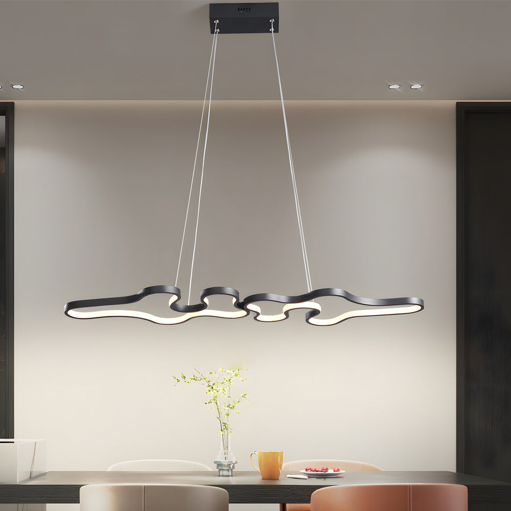 35.43'' Metallic Long Clouds Dimmable LED Island Pendant Light with Remote - Dazuma