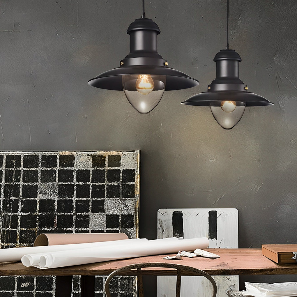 Round Retro Metal Hat Industrial Style Small Chandelier Pendant Lights