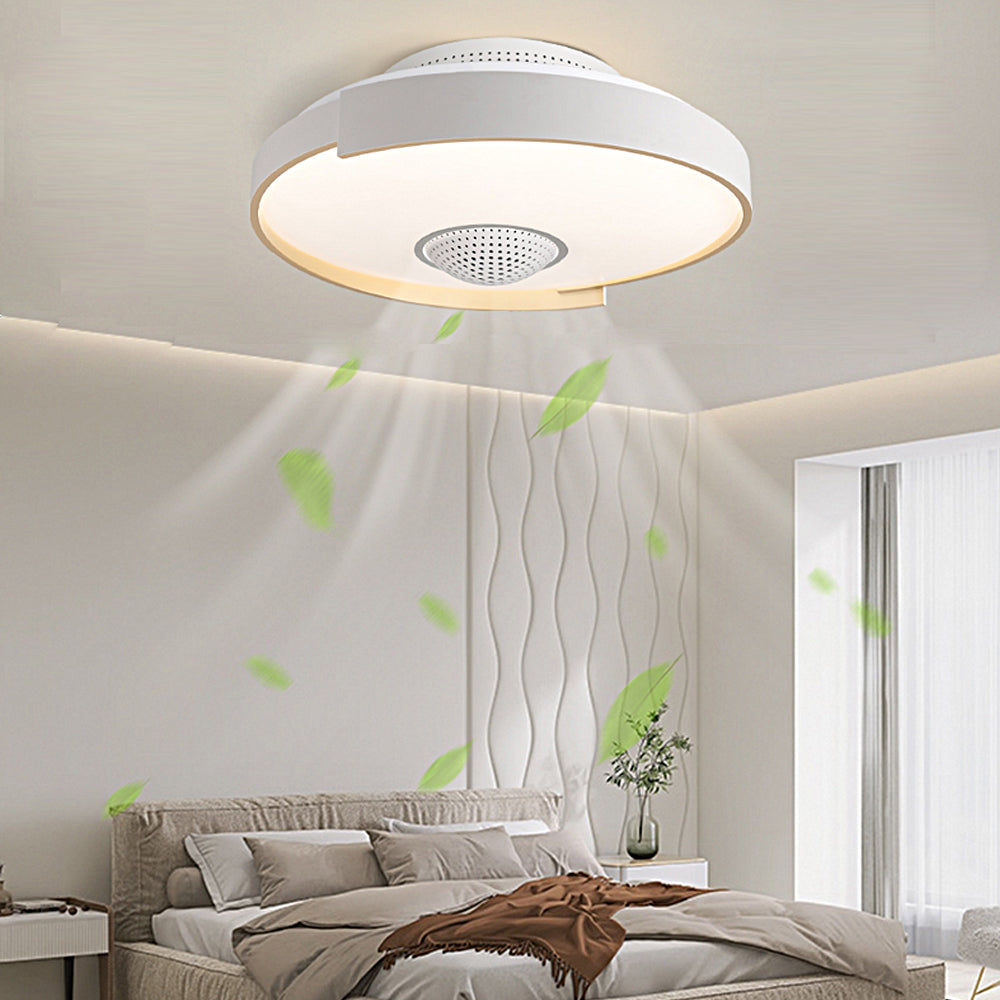 Modern 6-Speed Bladeless Ceiling Fan with Dimmable LED Light  - Round - Dazuma