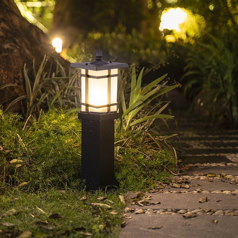 Vintage Pavilion Black Bollard Lights Retro Outdoor Pathway Lamp