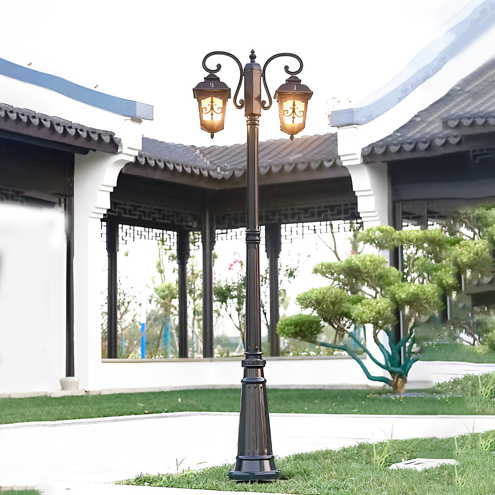2 Lights Outdoor Waterproof Retro European Style Garden Lamp Post Lights