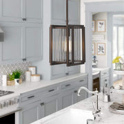 Square Iron Frame Retro Industrial Style Chandelier Dining Room Light Fixture - Dazuma