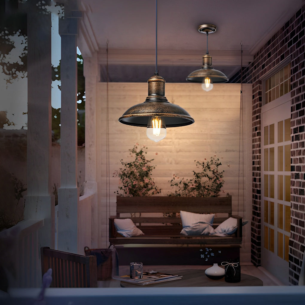 Round Iron Waterproof LED Retro Industrial Style Outdoor Chandelier - Dazuma