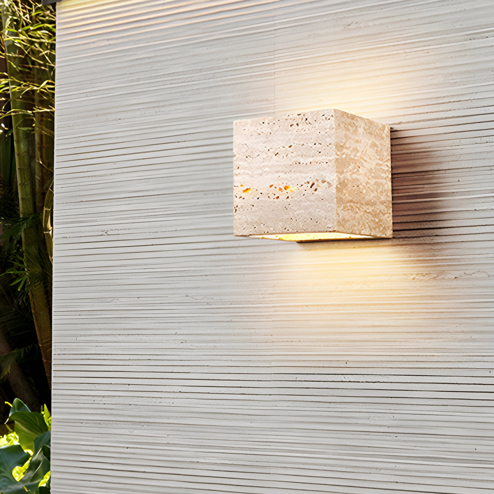 Waterproof Rectangular Yellow Travertine LED Outdoor Wall Lights - Dazuma