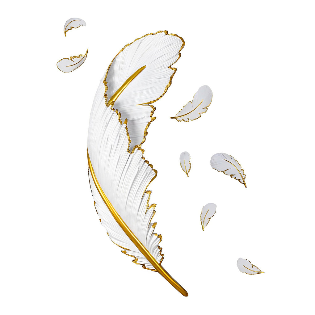 Modern Art Decorative Resin Feather Dimmable White Wall Sconces with LED Strip