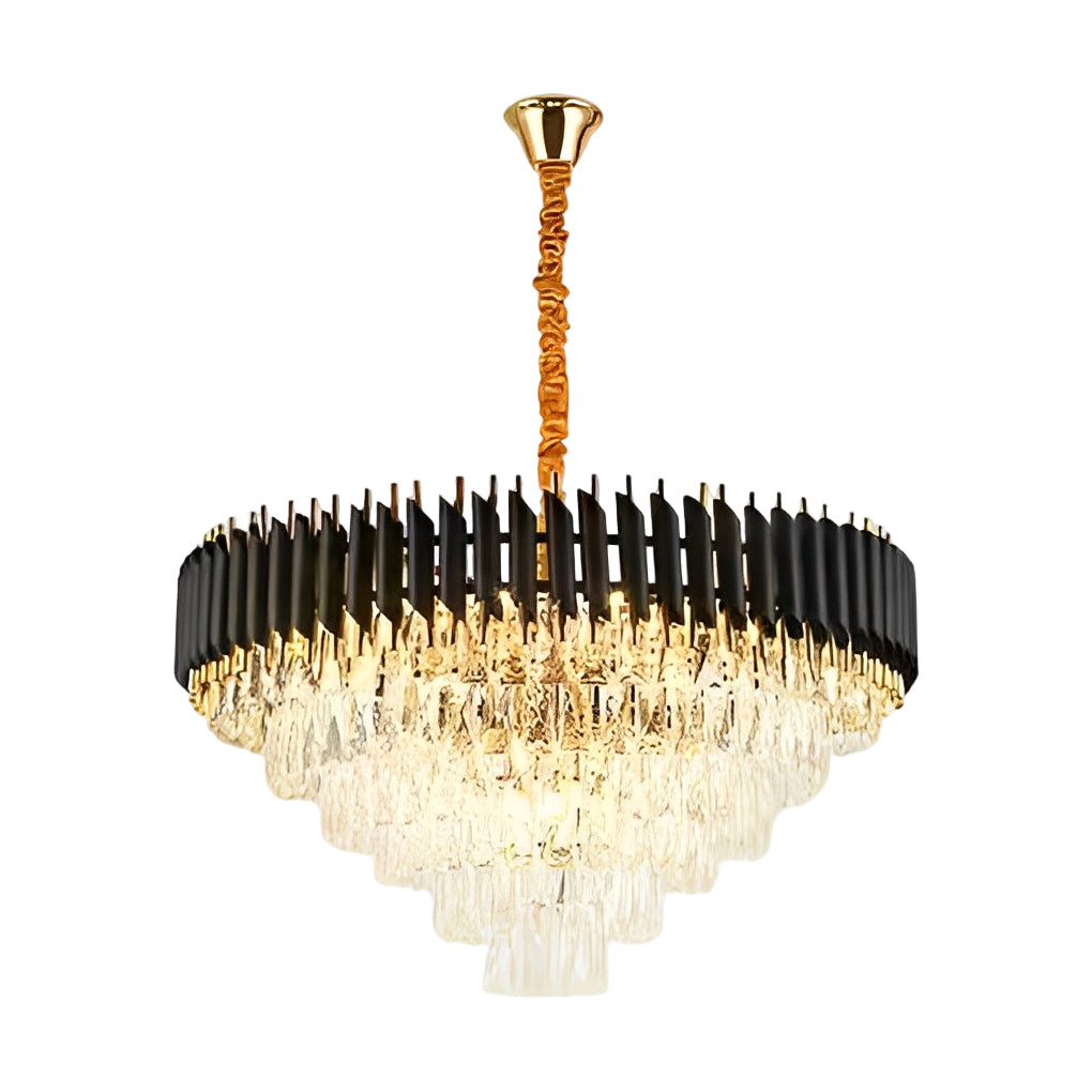 Round Oval Crystal Three Step Dimming Luxury Post-Modern Chandelier