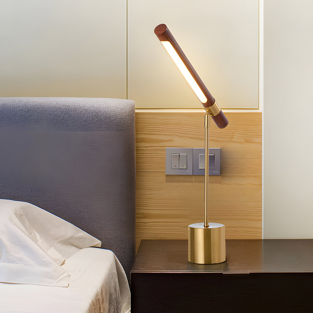 Linear Wood Task Light LED USB 17.7'' Bar Desk Lamp Dimmable Work Light