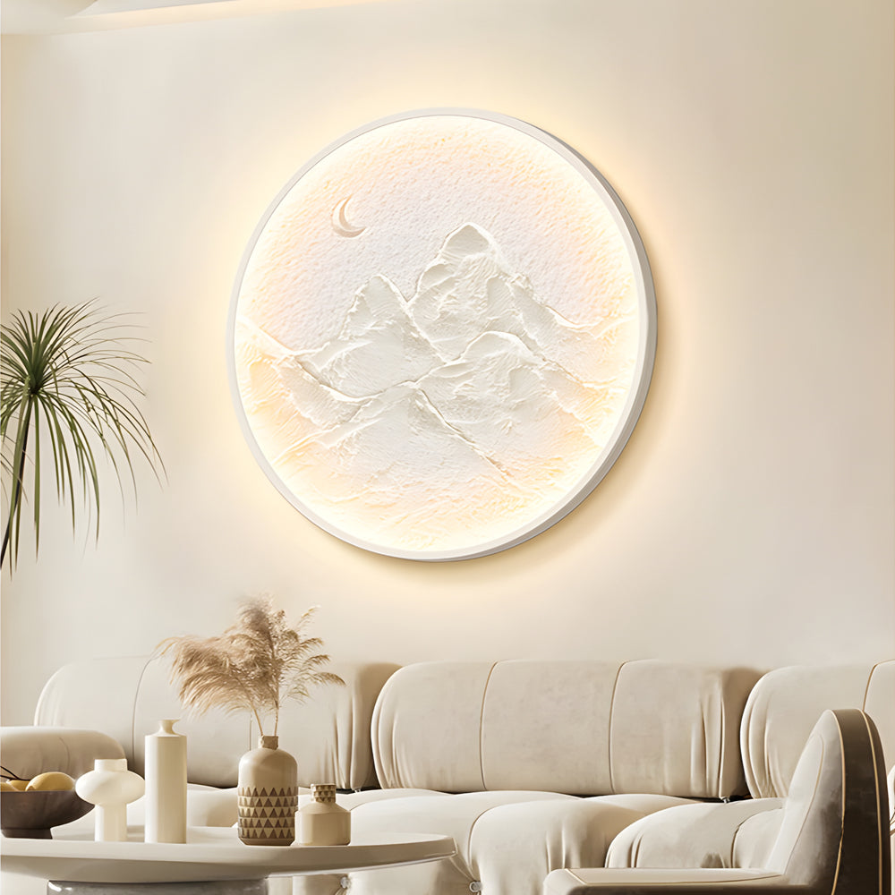 Nordic Moon Wall Sconce - Round Mountain Moon Decorative Painting Lamp