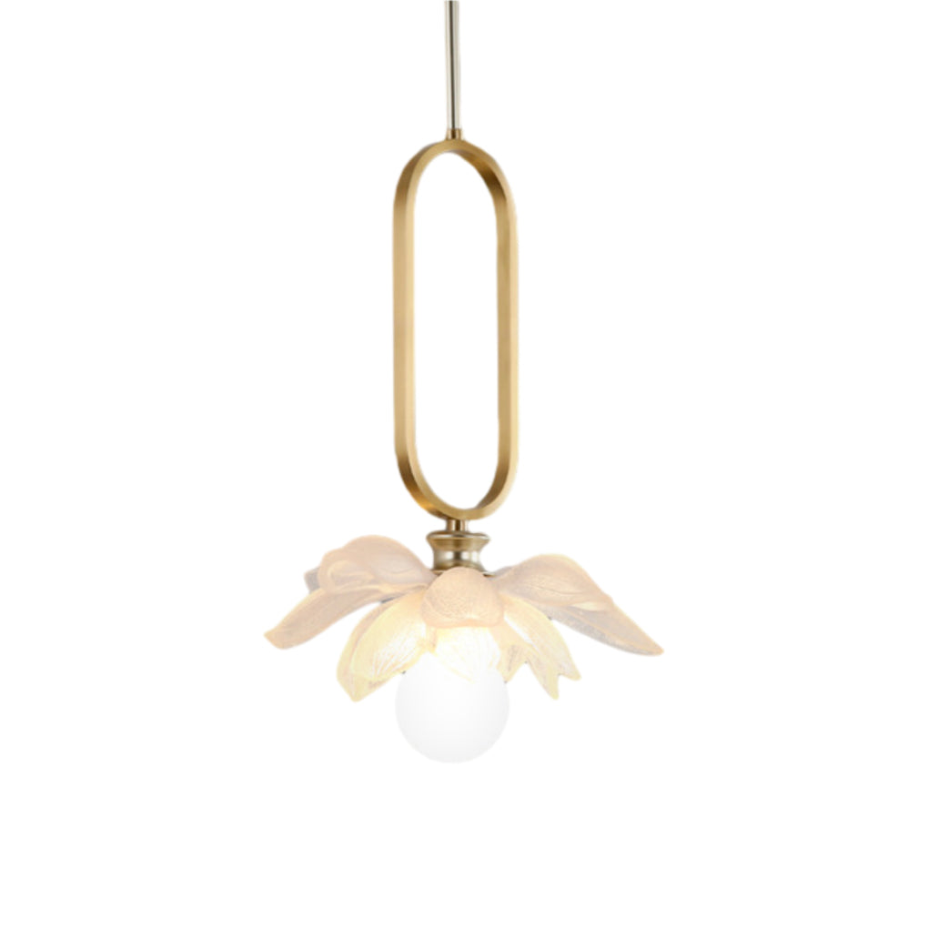 Creative Lotus Flowers Luminous Copper Oval Ring LED Modern Pendant Lights