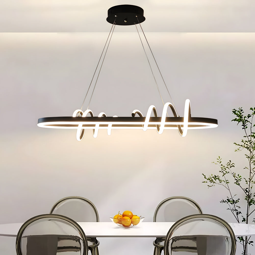 LED Dimmable Spiral Lines Dining Room Chandelier Hanging Lighting - Dazuma