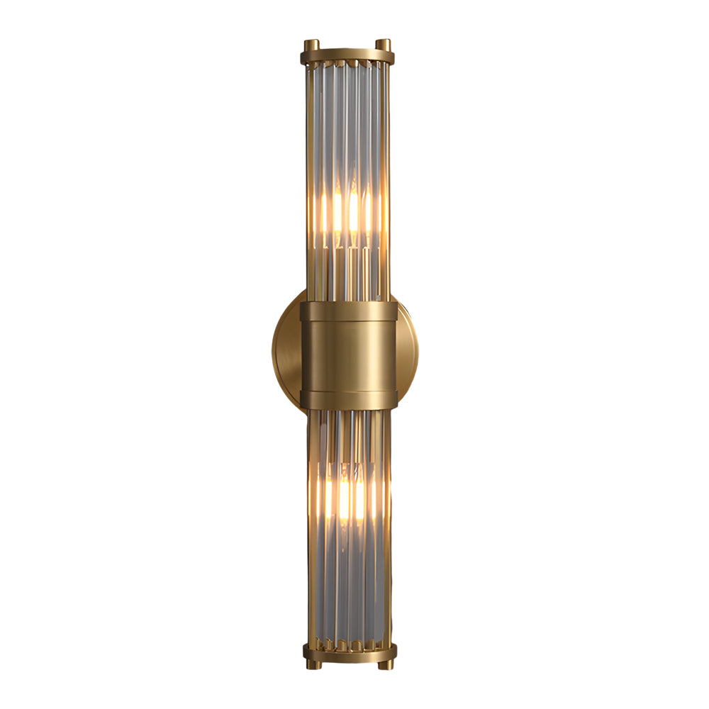 1/2-light Modern Chrome/Gold Wall Sconce with Cylinder Clear Glass Shade